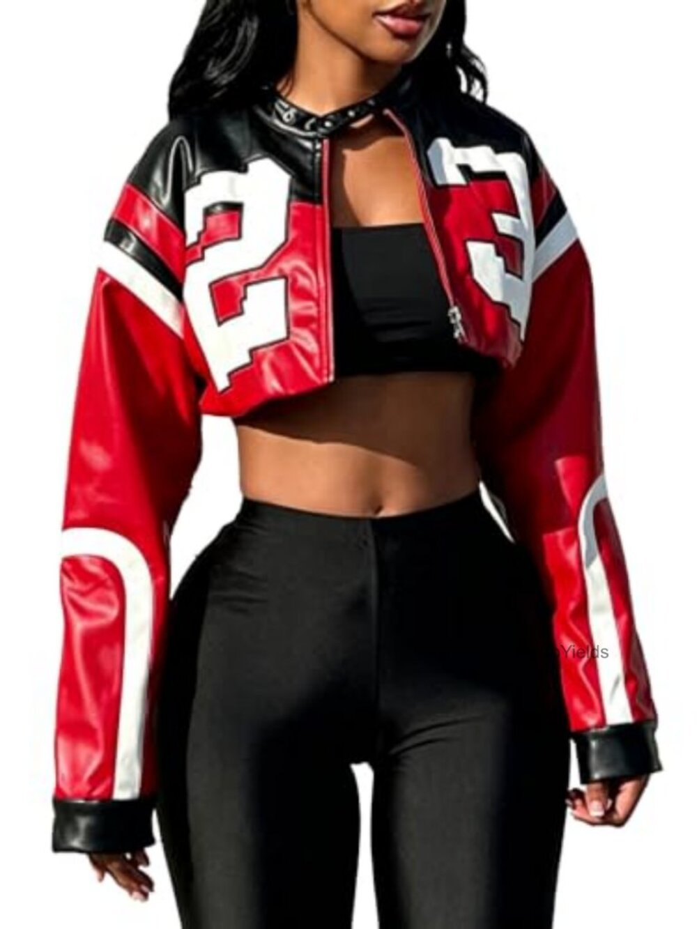 Faux Leather Cropped Bomber Motorcycle Jacket Zip Streetwear